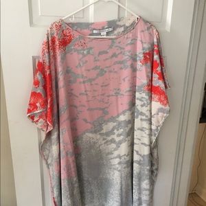 Diane Von Furstenberg Pink, Gray & Red Abstract Midi Dress